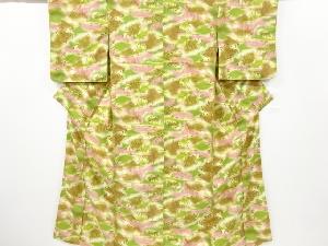 アンティーク　草花模様上代紬着物